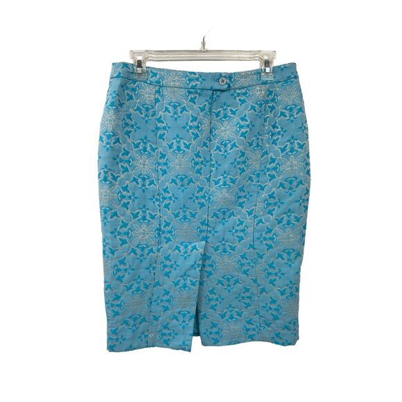 Vintage Moda International Skirt Womens 8 Used Blue Silver - Picture 2 of 13